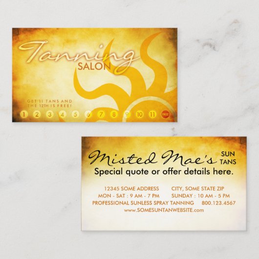 de oude tanning salon - trouykaart klantenkaartje (Voorkant / Achterkant)