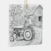 De oude tractorversiering keramisch ornament (Rechts)