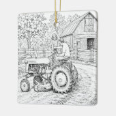 De oude tractorversiering keramisch ornament (Links)