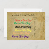 De oude Unieke Postacard hebben een mooie dag Feestdagenkaart (Voorkant / Achterkant)