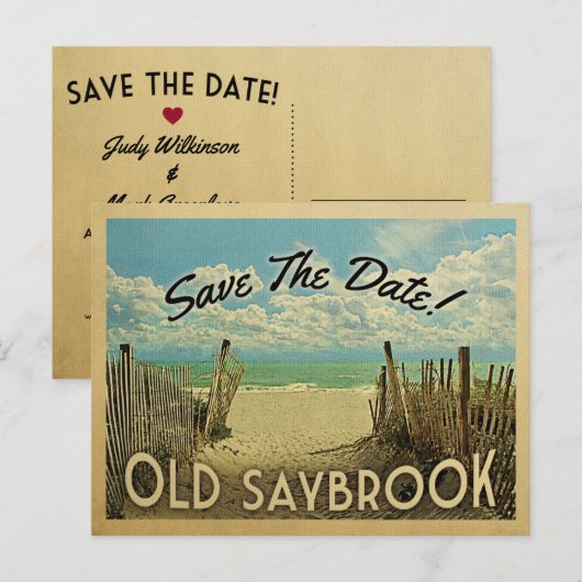 De oude verbinding van Saybrook sparen de Datum Vi Aankondigingskaart (Voorkant / Achterkant)