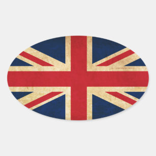 De oude Vintage Vlag Union Jack van Grunge het Ovale Sticker