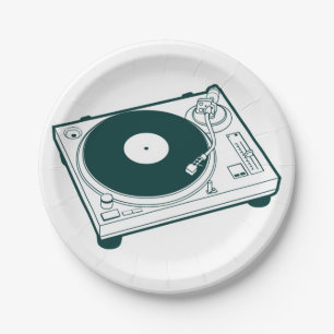 De oude Vinyl) Platenspeler van de School van de Papieren Bordje