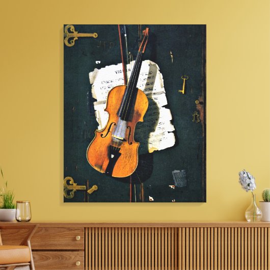 De oude viool, schilderij van fijne kunst canvas afdruk (Insitu (Woonkamer))