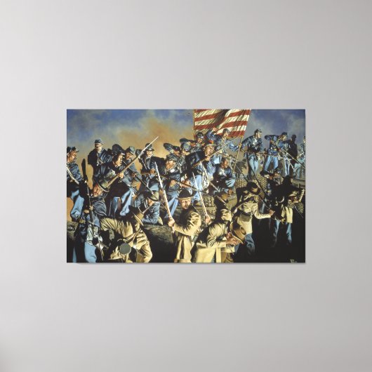 De oude vlag heeft de grondafdruk nooit geraakt canvas afdruk (Voorkant)