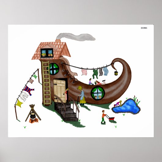 De Oude Vrouw In De Schoen Poster (Voorkant)