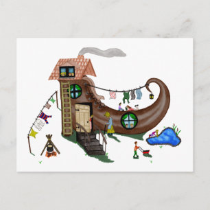 De oude vrouw in de schoenen briefkaart