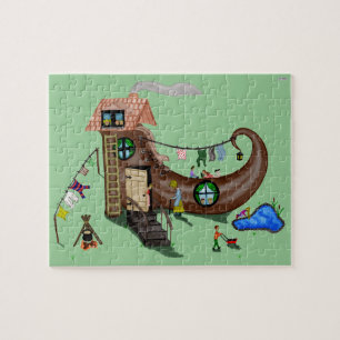 De oude vrouw in de schoenen legpuzzel