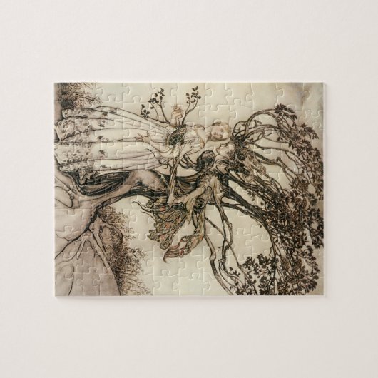 De oude vrouw in het bos door Arthur Rackham Legpuzzel (Horizontaal)