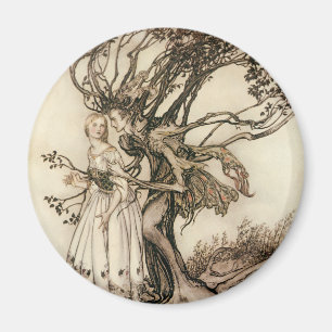 De oude vrouw in het bos door Arthur Rackham Magneet