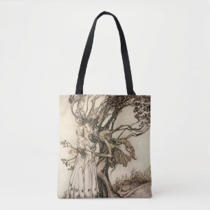 De oude vrouw in het bos door Arthur Rackham Tote Bag