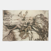 De Oude Vrouw in het Hout door Arthur Rackham Theedoek (Horizontaal)