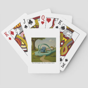 De oude vrouw in het zomerhuis van de schoen. pokerkaarten