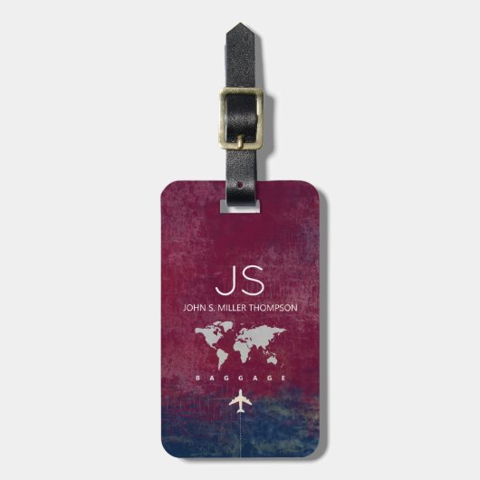 de oude wereldkaart van de blik met naam aardige r bagagelabel (Voorkant verticaal)