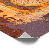 De oude Wereldkaart van Ortelius in Rusty Grunge S Poster (Hoek)