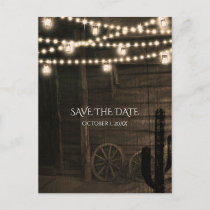 De oude Westerne saloon Rustic Wedding bewaart de  Aankondigingskaart