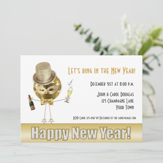 De oudejaarsavond, de man van de Gold Party Kaart (Staand voorkant)