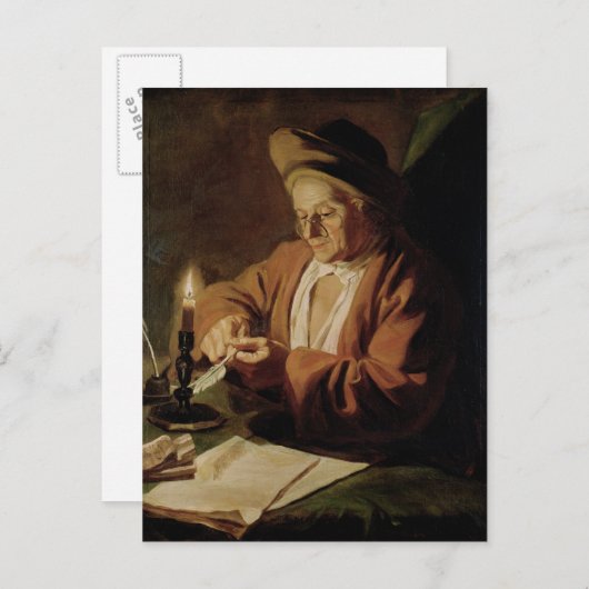 De oudere schrijver briefkaart (Voorkant / Achterkant)