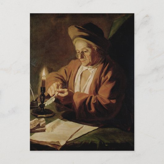 De oudere schrijver briefkaart (Voorkant)