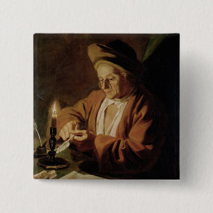 De oudere schrijver vierkante button 5,1 cm