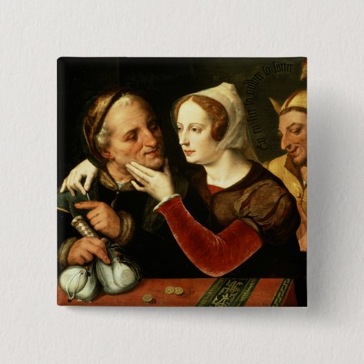 De oudere wordt, de mager wordt vierkante button 5,1 cm (Voorkant)