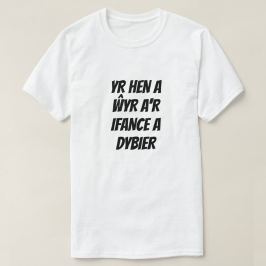 De ouderen en de jongeren kennen en nemen t-shirt (Design voorkant)