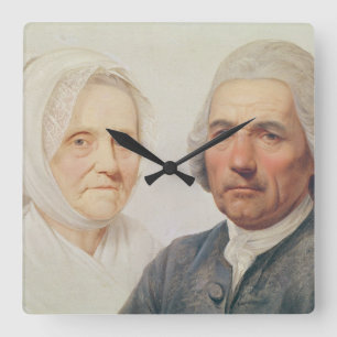 De ouders van de kunstenaar (olie op doek) vierkante klok