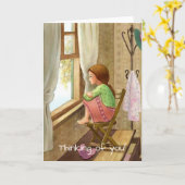 De ouderwetse kaart, huis, meisje, wordt goed, kaart (Gele Bloem)