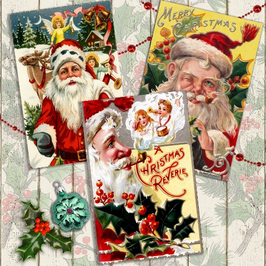 De ouderwetse kerstman set  inpakpapier vel