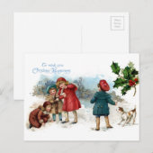 De ouderwetse Strijd van de Sneeuwbal op Kerstmis Feestdagenkaart (Voorkant / Achterkant)