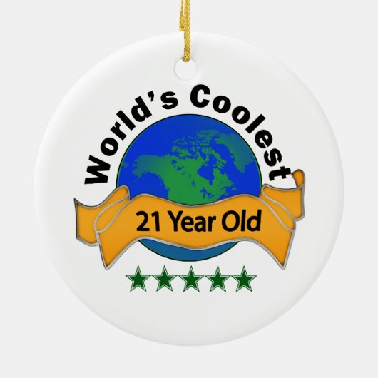 De oudste 21-jarige ter wereld keramisch ornament (Achterkant)