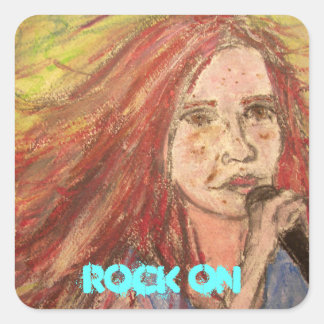 De oudste Rocker Girl Rock op Vierkante Sticker
