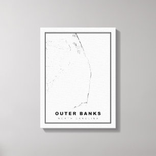 De Outer Banks-kaart Canvas Afdruk