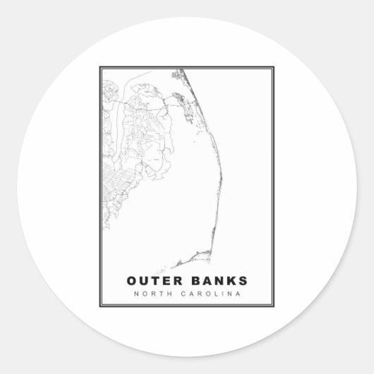 De Outer Banks Kaart Ronde Sticker (Voorkant)