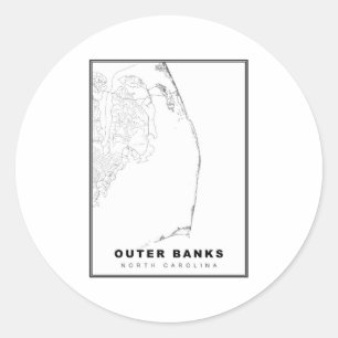 De Outer Banks Kaart Ronde Sticker