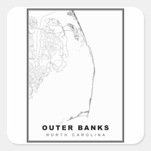 De Outer Banks Kaart Vierkante Sticker (Voorkant)