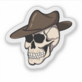 De Outlaw Schedel | Cowboy Hoed Schedel Sticker (Voorkant)