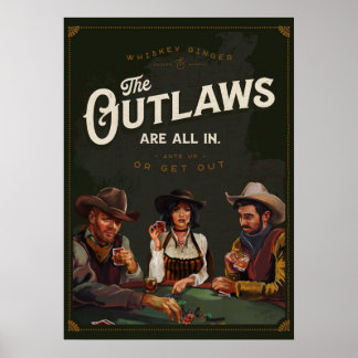 De Outlaws zijn er allemaal bij: Cowboy Poker Game Poster