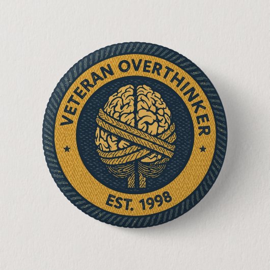 De "OVERANALYSEREN" Badge Knop Ronde Button 5,7 Cm (Voorkant)