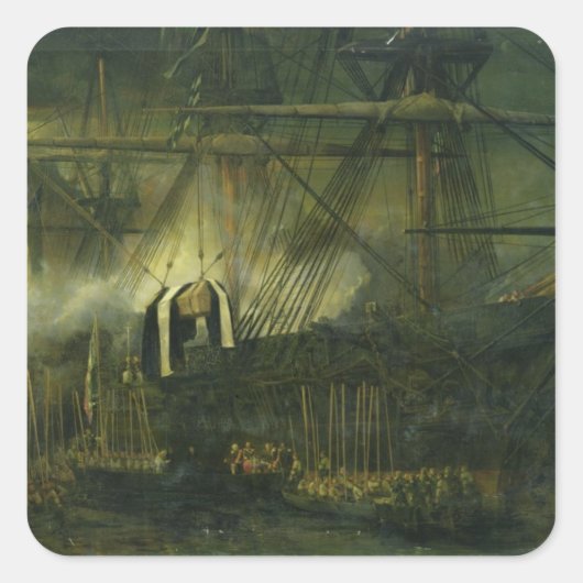 De overbrenging van de Ashes-boot van Napoleon Vierkante Sticker (Voorkant)