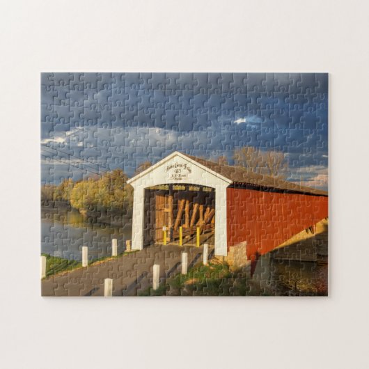 De overdekte brug van Medora gebouwd in 1875 Legpuzzel (Horizontaal)