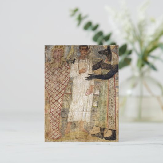 De overledene en zijn moeder beschermd door Anubis Briefkaart (Staand voorkant)