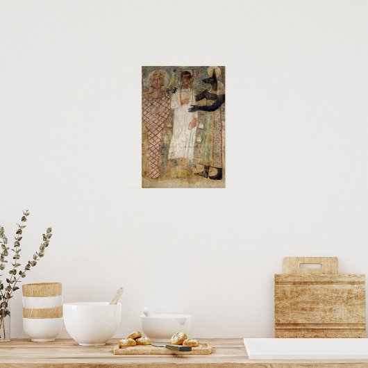 De overledene en zijn moeder beschermd door Anubis Poster (Keuken)