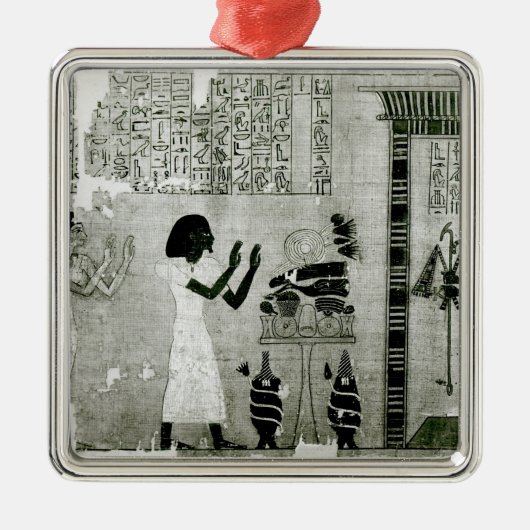 De overledene vergezeld door zijn zus metalen ornament (Voorkant)