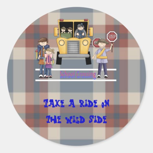 De oversteek naar school ronde sticker (Voorkant)