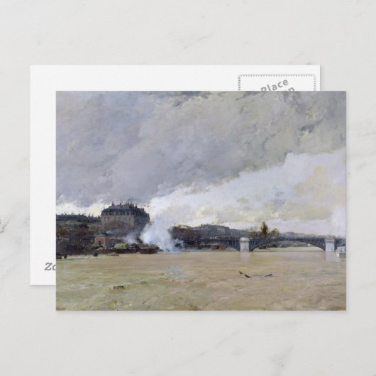 De overstroming van de Seine, c.1903 Briefkaart (Voorkant / Achterkant)