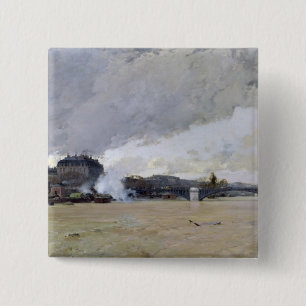 De overstroming van de Seine, c.1903 Vierkante Button 5,1 Cm