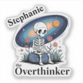 De Overthinker Skeleton Galaxy Custom Name Vinyl Sticker (Voorkant)