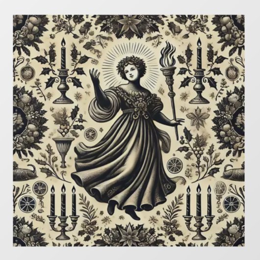 De overvloed aan kerstcadeaus raamsticker (Vel)