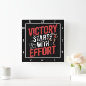 De overwinning begint bij de Effort Runner Vierkante Klok (Huis)